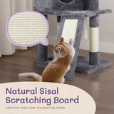 ZUN 47 inch Cat Tree Cat Tower for Indoor Cats, Cat House with Padded Platform Bed, Toy Ball, Large Cozy 28538709