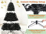 7 FT Black Pre-Lit Christmas Tree with Purple LED Lights, 1096 Branch Tips, Gothic Halloween Holiday 20654509