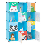 ZUN 4-Layer 12-Grid 2-Hanging Rod Magic Cube Wardrobe, Plastic + Steel Wire Material with Animal 30978440