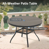 Outdoor Round Patio Dining Table for 6-7, All Weather Metal Dining Table with Umbrella Hole for Deck W213P335135