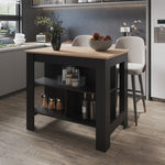 ZUN Aztec Kitchen Island in melamine with open storage, Light pine + black B128P227634