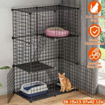 ZUN Cat Cage DIY Indoor Pet Home Small Animal House Detachable Playpen with 3 Doors 3 Tiers for Kitten 93791936