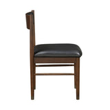 Black Leather Upholstered Side Chairs Set of 2, Modern Contemporary Cherry Finish Wooden Furniture B011P217882