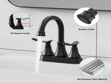 2-Handle 4-Inch Matte Black Bathroom Faucet, Bathroom Vanity Sink Faucets with Pop-up Drain and 06100917