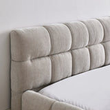 Queen Size Upholstered Bed Frame Thick Fabric, Chenille Fabric Grounded Queen Size Platform Bed 09509443