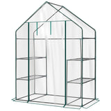 Mini Walk-in Greenhouse with PVC Cover, 4-Shelf Indoor Outdoor Planting Green House for 62584139