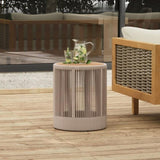 Outdoor Rattan rope & Acacia Wood Side Table - Patio Balcony Furniture for Garden, Yard, Balcony N770P298633B