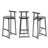 27''H Barstool Set of 3 Wooden Round Bar Stools with Footrest Modern Kitchen Chairs for Counter W1757P265184