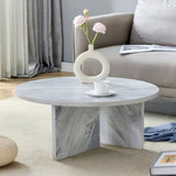 A Multi-style Decor Friendly MDF White Round Coffee Table, Featuring Modern Minimalism and Nordic W3226P278924