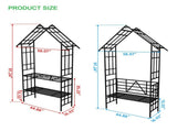 Metal Garden with Bench Turned into Flower Stand W58.07*H97.24 Climbing Plants Support Rose 04163726