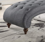 Modern Stylish Gray Color 1pc Chaise Button-Tufted Nailhead Trim w Bolster Pillow Comfortable Living B01165809