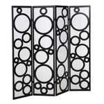 ZUN Arvada 4-Panel Wood Room Divider with Circle Pattern, Black T2574P165155