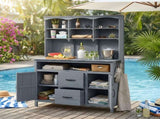 (With Assembly Video) Large Fir Wood Potting Bench, 45.3''L Multi-Functional Outdoor Patio N717P404332E
