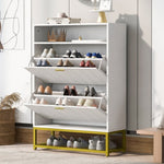 ZUN U-Can Shoe Cabinet with 2 Flip Drawers, and 2 Shelves, Modern Free Standing Shoe Rack for Heels, WF531404AAK