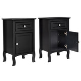 2pcs 40*30*63cm Country Style MDF Spray Paint Curved Feet One Draw One Door Night Table Black 71595633
