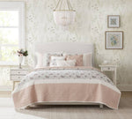 ZUN 6 Piece Cotton Percale Quilt Set with Throw Pillows Blush Full/Queen B035129025