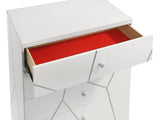 Manhattan Chest Lacquer Finish with Geometric Design and Spacious Drawers for Modern Storage White G150108681