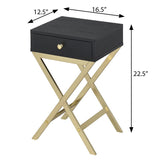 Black and Brass 1-Drawer Rectangular Accent Table B062P181357