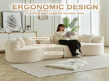Curved Sectional Sofa, 111.5-inch Oversized Modern Bone-Free Cloud Sofa with 6 Pillows Luxury W3505P456570