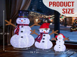 Set of 3 Lighted Snowman Family Christmas Yard Decorations, 4FT 3FT 2FT Pre-lit Pull Up Snowman with 22470567