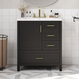 ZUN 30" Black Bathroom Vanity with Sink Combination Set, Bathroom Storage Cabinet with Soft Close Door, N729P177787B