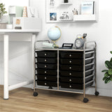 12-Drawer Rolling Storage Cart - 2-Row 10-Storey, Multicolor Drawers, 4 Wheels , -Black 46116279