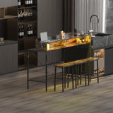 59 inch bar table, dining table, sofa table with power socket and LED light, 3 saddle stools, W2972P313231