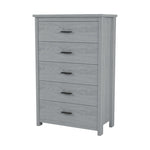 ZUN Retro American Country Style Wooden Dresser with 5 Drawer, Storage Cabinet for Bedroom, Light Gray WF324089AAE