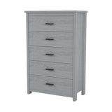 ZUN Retro American Country Style Wooden Dresser with 5 Drawer, Storage Cabinet for Bedroom, Light Gray 58314020
