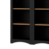 ON-TREND Free Standing 5 Tier Bookshelves, Bookcases Set of 2, Farmhouse Two-Tone Storage Cabinet N721P245734B