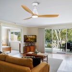 ZUN 52 In.Intergrated LED Ceiling Fan with Antique Brown Wood Graiin Blade W136756004