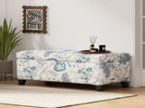 Luxury Storage Ottoman with Floral Patterned Fabric, Soft-Close Hinges, Multi-Functional Footrest & N767P257582M