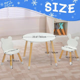 Kids Wood Table and Chairs Set, Toddler Play Table with 2 Chairs, 3 Pieces Children Multi-Activity 92483945