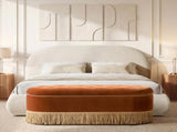 Archie Puffy Grounded Upholstered Platform Bed Queen, Oatmeal Light Beige Chenille B2719P479035