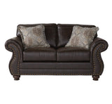 Leinster Fabric Upholstered Nailhead Loveseat in Espresso T2574P196594