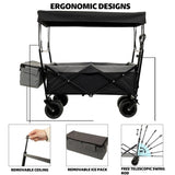 480Lbs Collapsible Wagon with Canopy,Wagon Stroller with 7" All-Terrain Wheels, Lightweight Foldable 28469453