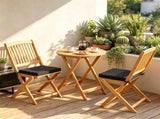 3 Pieces Foldable Acacia Wood Patio Bistro Set, Outdoor Round Table & 2 Ergonomic Chairs with 25255941