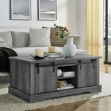41.3 Inch Coffee Table Storage and Sliding Wood Door, Farmhouse and Industrial Cocktail Table 70563539
