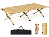 48"24" Foldable Pine Wood Camping Table Portable Roll Up Beach Table with Carry Bag 75650742
