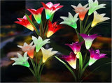 4 packs of solar lights, with 16 larger artificial lilies, multi-color color changing lights, solar 34577236