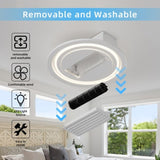 ZUN 22inch Modern Leafless Ceiling Fan with Remote Control Removable and Washable, Reversible Motor 37335094