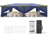 10'x20' Instant Pop Up Canopy Tent Blue, 6 Side Panels 2 Doors 4 Mesh Windows, 45955673