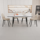 47"-63" extendable MDF modern dining and chair set, suitable for 2-6 people, white dining 09196366