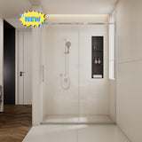 56-60"W x74"H Semi-Frame Single Sliding Shower Door,304 Stainless Steelin Polished Chrome W2965P277274