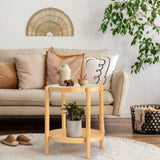 19.7in Rattan Coffee with Glass Top, Small Round End, Boho Style Side Sofa End 07678720