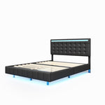 ZUN Queen Size Floating Bed Frame with LED Lights and USB Charging,Modern Upholstered Platform LED Bed WF308894AAB