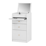 Small Vanity Desk with Mirror - White Makeup Vanitys Set Make up Table with Chair, Drawers, Mini W409P195100