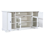 ZUN U-Can TV Stand for TV up to 65in with 2 Tempered Glass Doors Adjustable Panels Open Style Cabinet, WF287841AAK