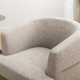 Modern Two-tone Barrel Fabric Chair, Upholstered Round Armchair for Living Room Bedroom Reading 15576064