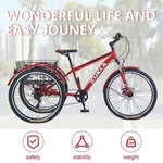 ZUN Adult Tricycle Bike,7-Speed Mountain Tricycle,26-Inch 3 Wheels,Comfortable Widen Saddle,Rear W1019121341